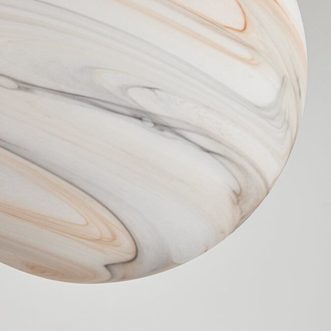 -light pendant lamp Marbelle Black with marble-look glass