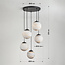 5-light modern pendant lamp Marbelle Black with marble-look glass