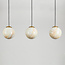 Tessra Pendant Light with three marble-effect globes and brass golden accents