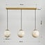 3-light pendant light Tessra - marble-effect glass with brass gold