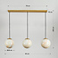 Tessra Pendant Light with three marble-effect globes and brass golden accents