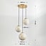 3-light pendant light Tessra - cascade marble-effect glass with brass gold