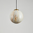 1-light pendant lamp Tessra with marble-look glass and brass Gold