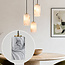 3-light pendant lamp Vetra with marble-look glass shades – brass gold and black