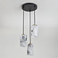 3-light pendant lamp Vetra with marble-look glass shades – brass gold and black
