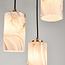 3-light pendant lamp Vetra with marble-look glass shades – brass gold and black