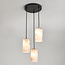 3-light pendant lamp Vetra with marble-look glass shades – brass gold and black