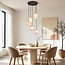 5-light pendant light Vetra - marble-effect glass with brass gold and black