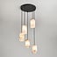 5-light pendant light Vetra - marble-effect glass with brass gold and black