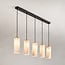pendant light Vetra with marble-effect glass globes 5-light - brass gold and black