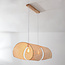 Brisa bamboo pendant lamp with double curved shades 2-light