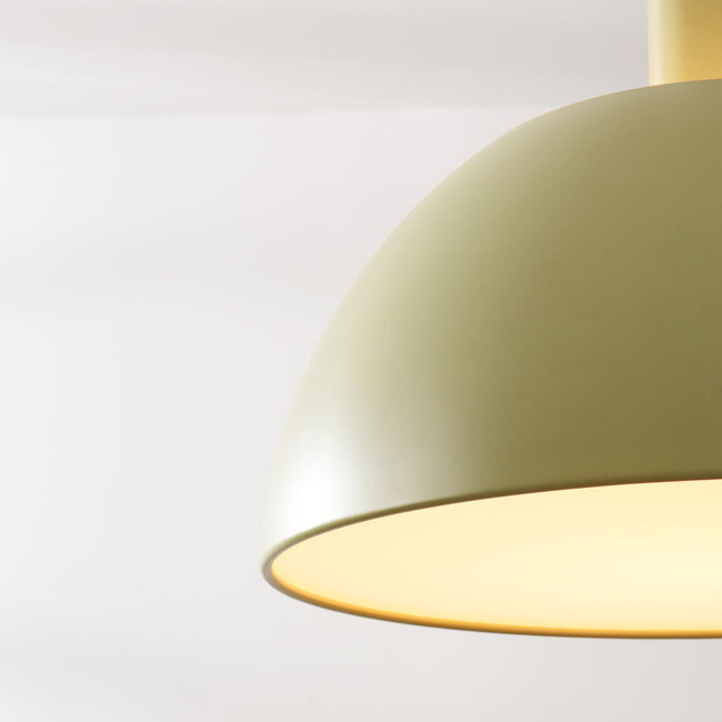 Modern Mirae pendant lamp in soft matt green with White interior