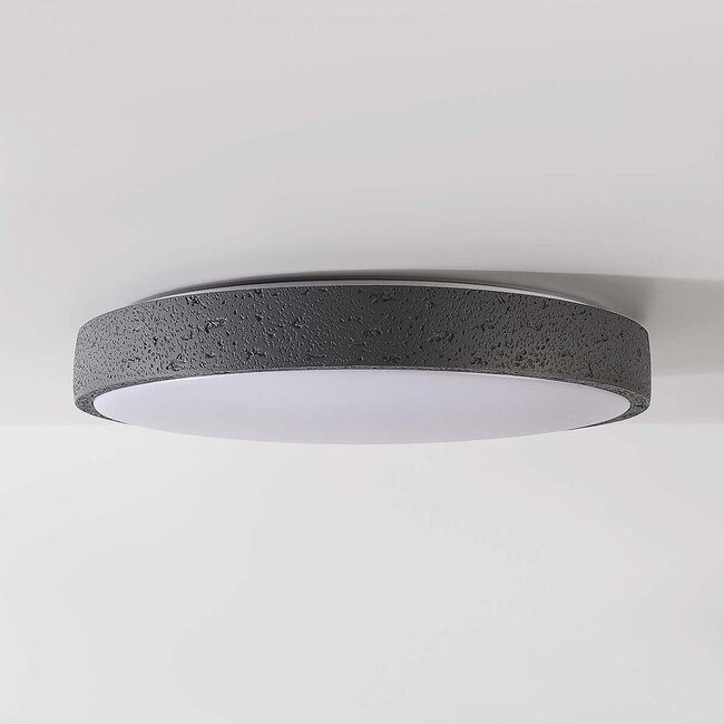 Modern ceiling lamp Arvid with dark grey stone effect, 3-step dimmable Ø40 cm