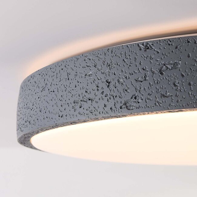 Modern ceiling lamp Arvid with dark grey stone effect, 3-step dimmable Ø40 cm