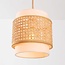 Bris rattan pendant lamp with three cream fabric inner shades