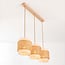pendant light Bris - rattan shades with cream fabric interiors