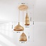 Aska pendant lamp made of rattan with three natural shades and wood ceiling plate