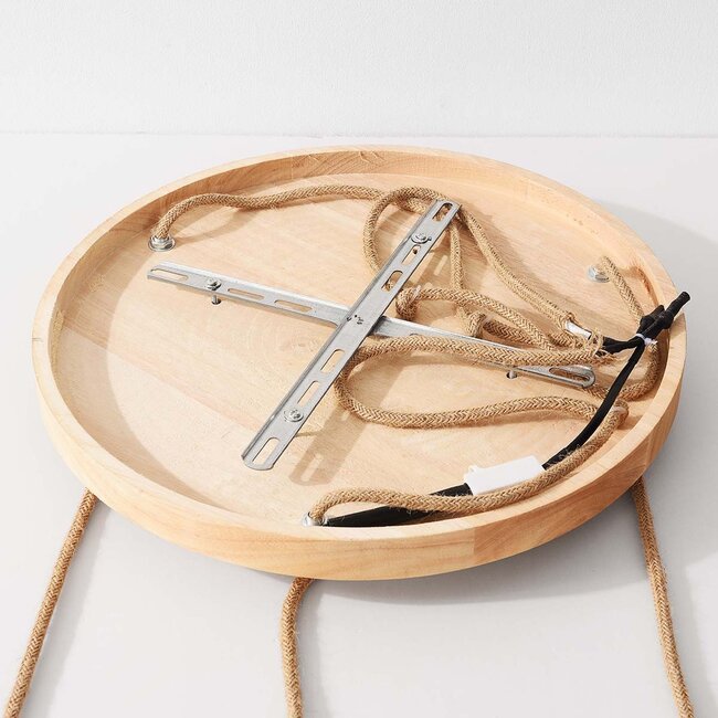 Aska pendant lamp made of rattan with three natural shades and wood ceiling plate