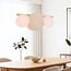 3-light pendant light Zenna - natural linen with wood and white accents