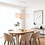 3-light modern pendant light Zenna – natural linen with wood and white accents
