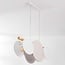 3-light pendant light Zenna - natural linen with wood and white accents