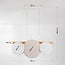 3-light pendant light Zenna - natural linen with wood and white accents