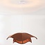 Pendant light Vea with organic linen shade in warm brown