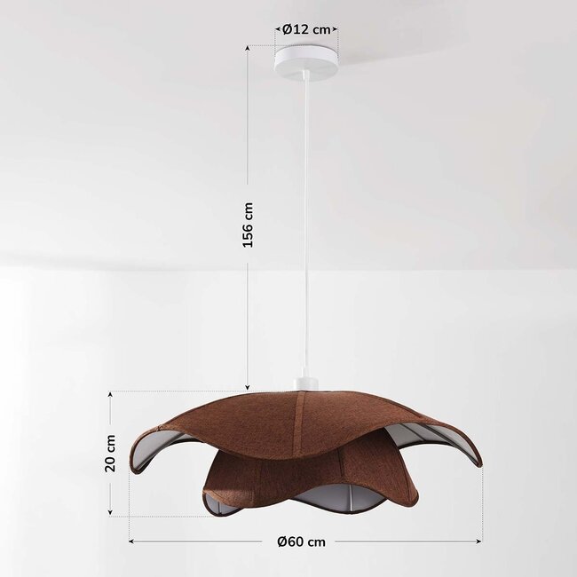 Vea pendant lamp with organic linen shade in warm brown