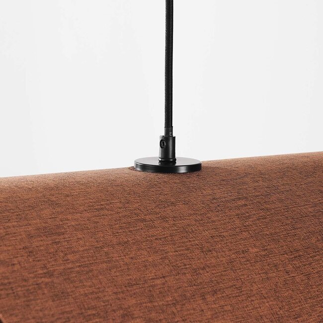 Modern Juna pendant lamp with brown linen shade in an organic shape