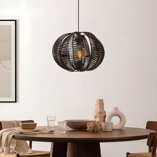 Celina pendant lamp in Black with rattan look