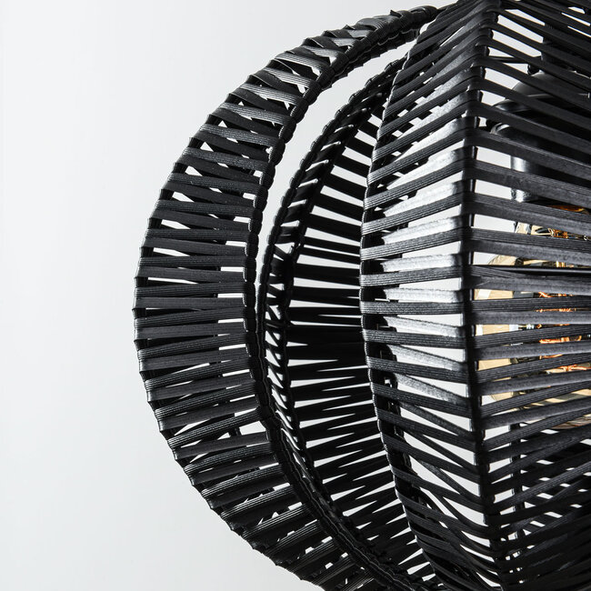 Celina pendant light in black with rattan look