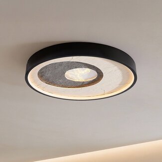 Ceiling light Cercul Black with grey and off-white stone effect Ø40 cm, 3-step dimmable