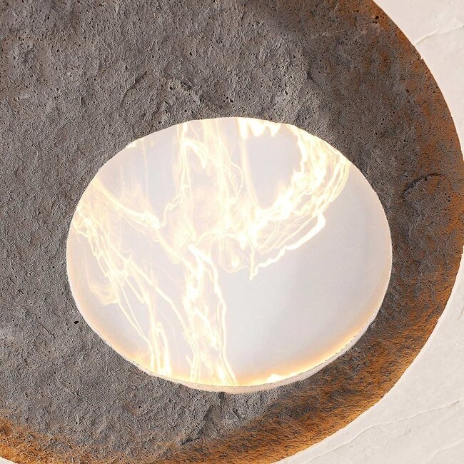 Ceiling light Cercul Black with grey and off-white stone effect Ø40 cm, 3-step dimmable