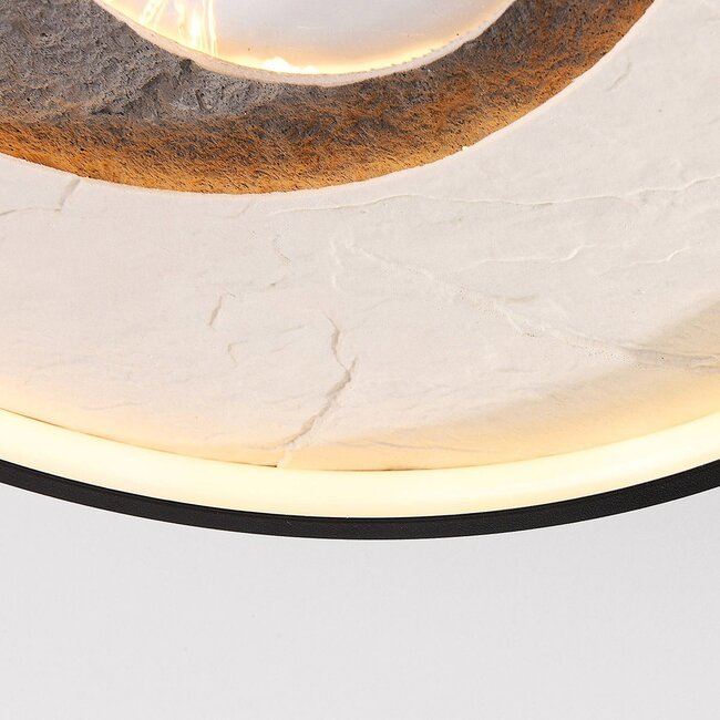 Cercul ceiling light black with grey and off-white stone effect Ø40 cm and 3-step dimmable