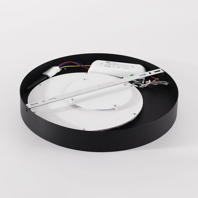 Ceiling light Cercul Black with grey and off-white stone effect Ø40 cm, 3-step dimmable