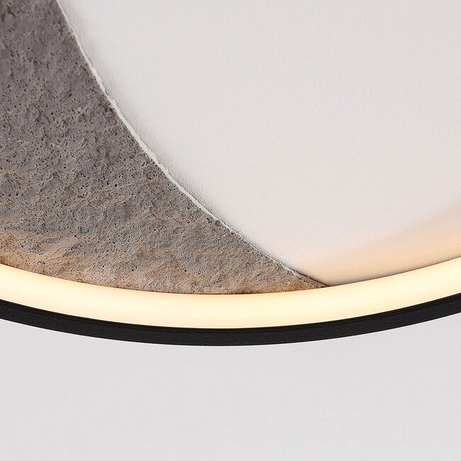 Cercul Ø40 cm ceiling light with black, grey and white stone effect and 3-step dimmable