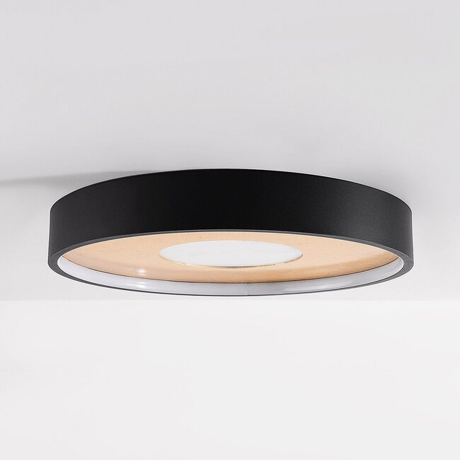 Ceiling light Cercul Ø40 cm black with gold leaf effect, 3-step dimmable