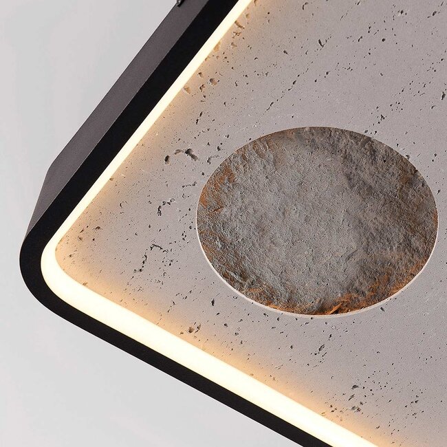 Ceiling light Cercal with 3-step dimmable LEDs and black with grey stone effect – 30 × 30 cm