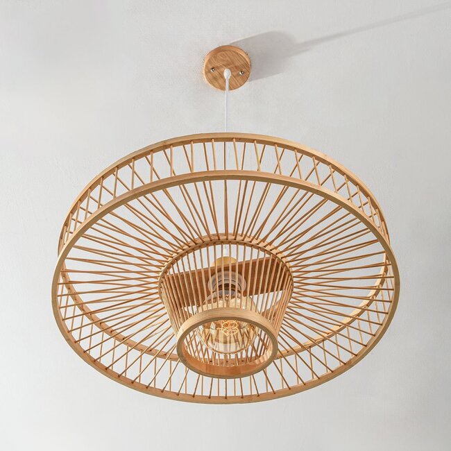Designer pendant light Solara - open bamboo design