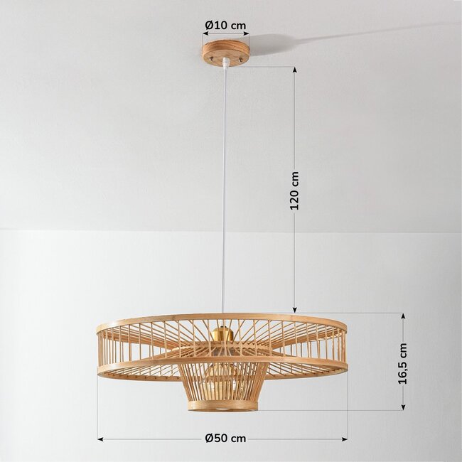 Designer pendant light Solara - open bamboo design