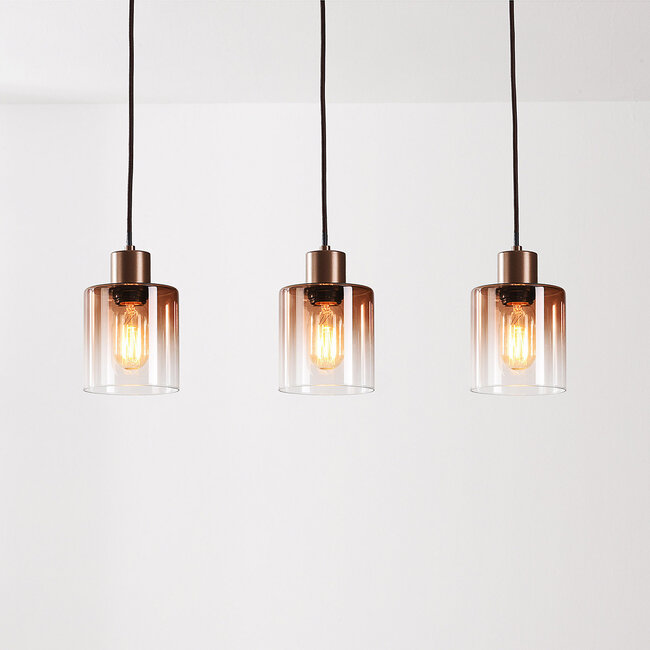 3-light pendant light Palaio - brown ombre glass globes