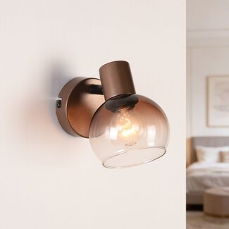 Swivel wall spotlight Pilou with brown ombre glass