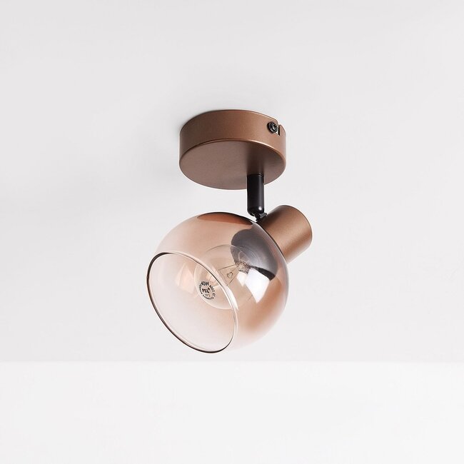 Swivel wall spotlight Pilou with brown ombre glass