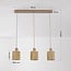 3-light pendant light Carrizo - beige with woven rope