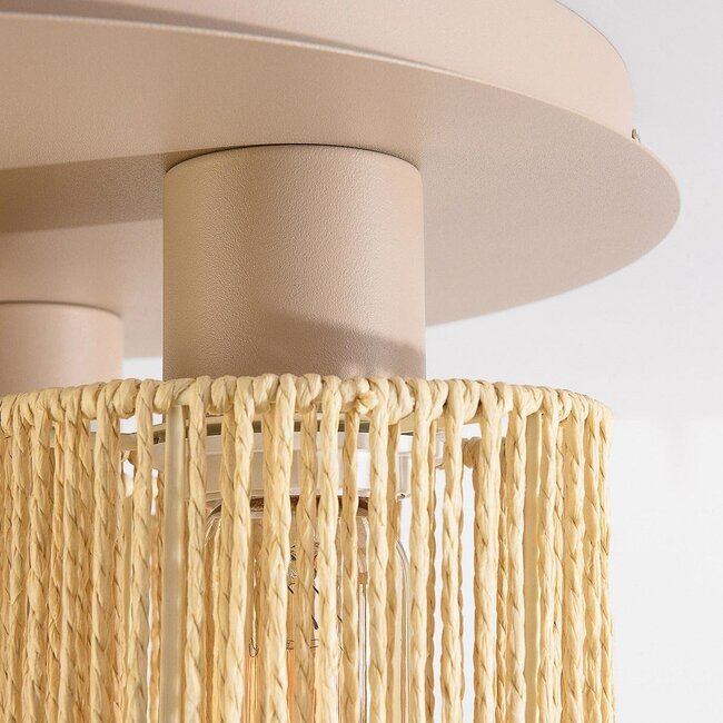 Modern ceiling lamp Canna in beige with woven rope – 3-light