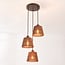 3-light pendant light Tami - natural bamboo and warm bronze