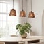 3-light pendant light Veya - natural bamboo with warm bronze ceiling plate