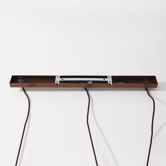 3-light pendant light Veya - natural bamboo with warm bronze ceiling plate