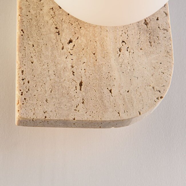 Travertine wall light with glass globe – Artea
