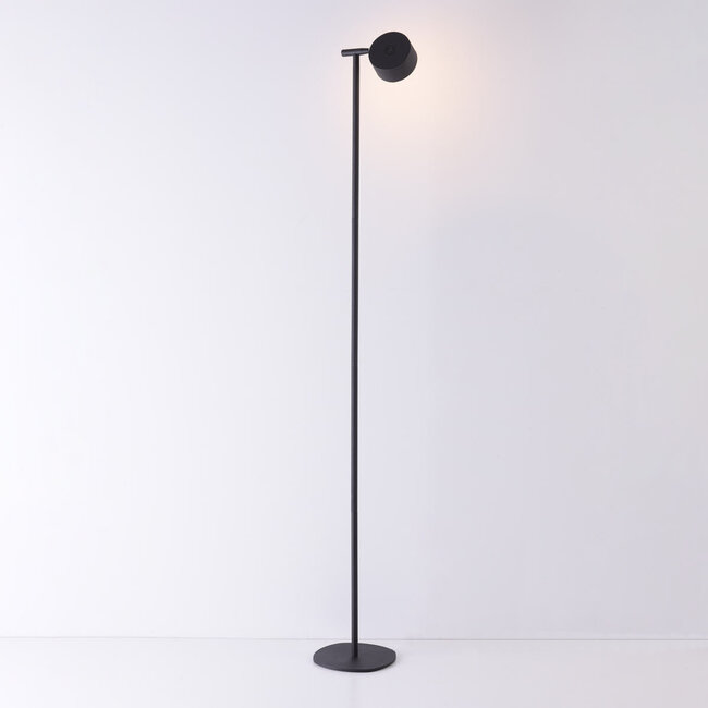 Modern Zinc floor lamp with rechargeable reading lamp – Black